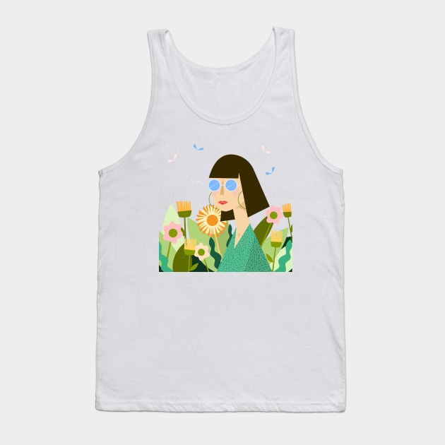 Girl with plants Tank Top by Valeria Frustaci 